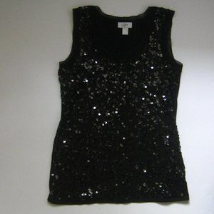 Ann Taylor Loft Black Sequin Tank Top